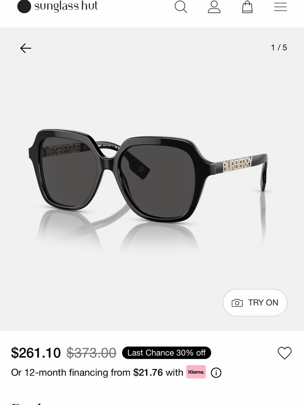 Burberry Joni Black Sunglasses with Tan Leather Case - Picture 4 of 4
